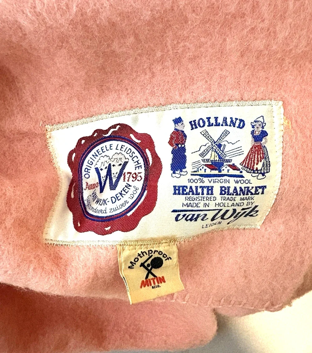 Vtg Van Wijk Virgin Wool Blanket 73” X 92